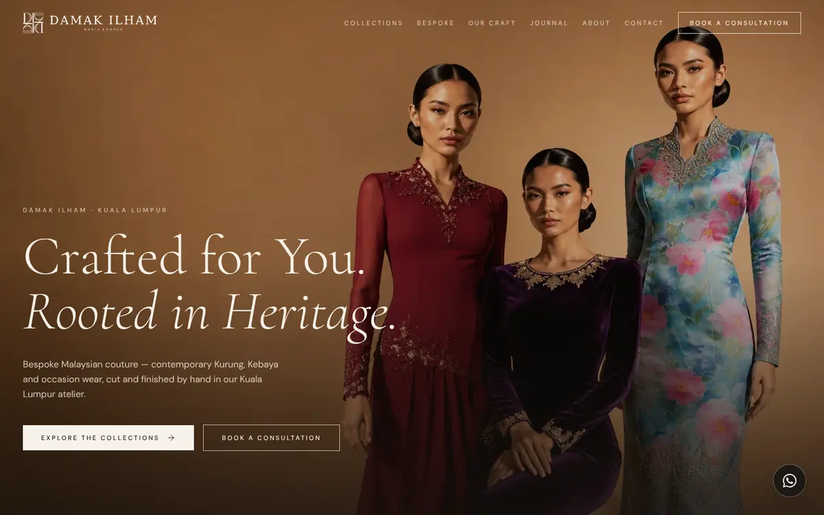Damak Ilham website on a desktop screen