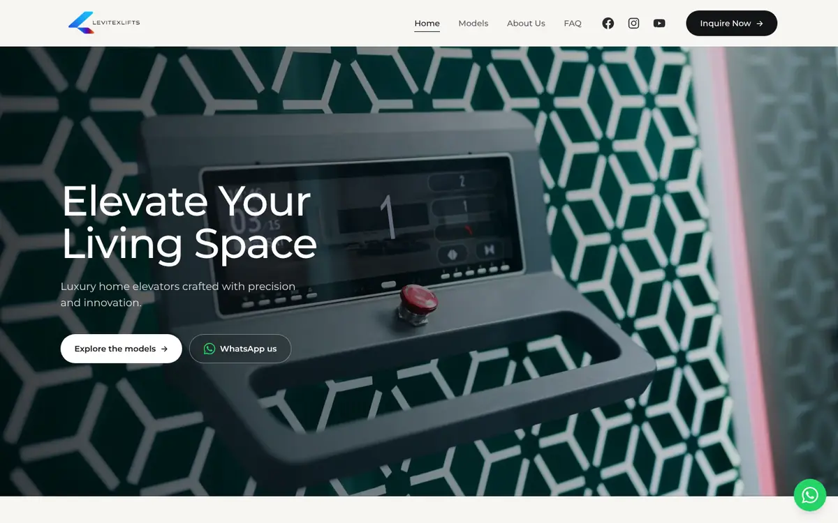 Levitex Lifts website on a desktop screen